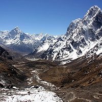 Buy canvas prints of Valley in mountains of Sagarmatha National Park in by Sergey Fedoskin