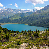Buy canvas prints of Mountains and lake in the Swiss Alps. by Sergey Fedoskin