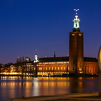 Buy canvas prints of City Hall in night Stockholm. Sweden. Europe. Wint by Sergey Fedoskin