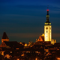 Buy canvas prints of Night over Tabor city, Czech Republic. by Sergey Fedoskin