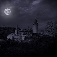 Buy canvas prints of Castle Krivoklat at night.  by Sergey Fedoskin