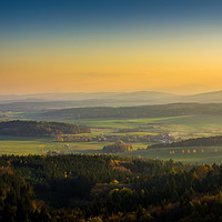 Buy canvas prints of Autumn view to czech countryside on sunset. by Sergey Fedoskin