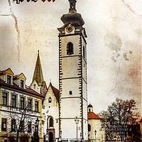 Buy canvas prints of Church in town Pisek, Czechia by Sergey Fedoskin