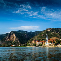 Buy canvas prints of Durnstein along the Danube River in the picturesqu by Sergey Fedoskin