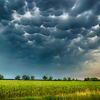 Buy canvas prints of Mammatus clouds fill the sky. by Sergey Fedoskin