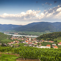 Buy canvas prints of View to tonw and old church from green vineyards.  by Sergey Fedoskin