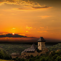 Buy canvas prints of Karlstejn gothic castle near Prague on the sunset. by Sergey Fedoskin