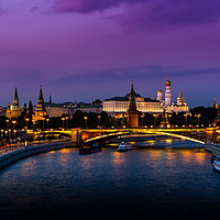 Buy canvas prints of Illuminated Moscow Kremlin, Kremlin Embankment and by Sergey Fedoskin