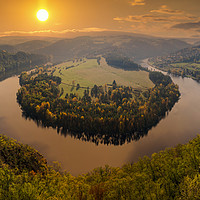 Buy canvas prints of Famous view on Vltava river at sunset, Czech Repub by Sergey Fedoskin