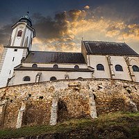Buy canvas prints of Old church in village of Emmersdorf at the beginni by Sergey Fedoskin