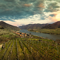 Buy canvas prints of Spring time in Wachau valley. View to Spitz villag by Sergey Fedoskin