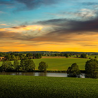 Buy canvas prints of Sunset sky over rural landscape. Czech Republic. by Sergey Fedoskin