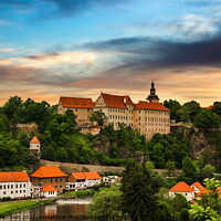 Buy canvas prints of Historic castle Bechyne on a sunset. Czech Republic. by Sergey Fedoskin