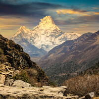 Buy canvas prints of Evening view Himalaya mountains. by Sergey Fedoskin