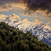 Buy canvas prints of Evening view Himalaya mountains with beautiful sky. by Sergey Fedoskin