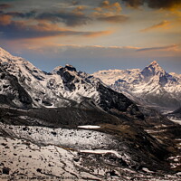 Buy canvas prints of Evening view Himalaya mountains with beautiful sky. Sagarmatha n by Sergey Fedoskin