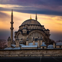 Buy canvas prints of Nuruosmaniye Mosque on a evening sky background, Istanbul, Turke by Sergey Fedoskin