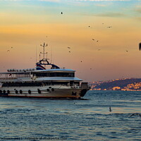 Buy canvas prints of Cruise ferries in Bosphorus between european and asian coasts of by Sergey Fedoskin