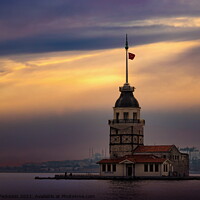 Buy canvas prints of Maiden's Tower (Kız Kulesi) on a sunset. Istanbul. Turkey by Sergey Fedoskin
