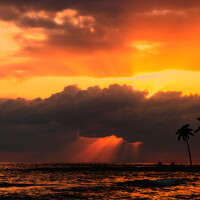 Buy canvas prints of Sunset over ocean. Dramatic sky. by Sergey Fedoskin