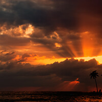 Buy canvas prints of Sunset over ocean. Dramatic sky. by Sergey Fedoskin