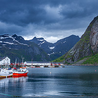 Buy canvas prints of Harbor on the Lofoten in Norway. by Hamperium Photography