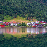 Buy canvas prints of Reflections Sogndal by Hamperium Photography