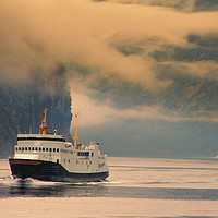 Buy canvas prints of Ferry on a fjord in Norway by Hamperium Photography