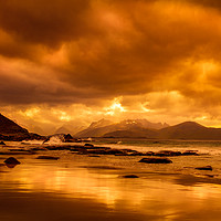 Buy canvas prints of Sunset on a beach in Norway by Hamperium Photography