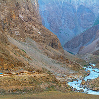 Buy canvas prints of Mountain landscape along the river border of Tajikistan and Afg by Tartalja 