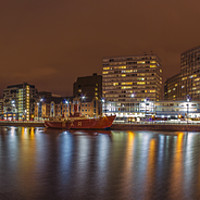 Buy canvas prints of Liverpool, Canning Dock, Clouds, Reflections by Ian Haworth
