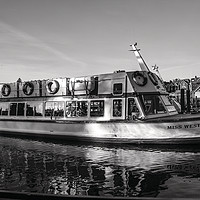 Buy canvas prints of Black and white boat on Lake Windermere by bethan griffiths