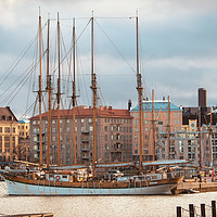 Buy canvas prints of Sailboat moored in North Harbour in Helsinki by Andrei Bortnikau