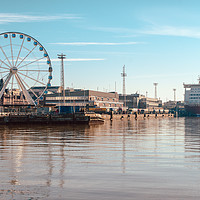 Buy canvas prints of View of the Ferris wheel, the port and Viking ferr by Andrei Bortnikau