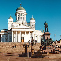Buy canvas prints of Senate Square in Helsinki. Cathedral and a monumen by Andrei Bortnikau