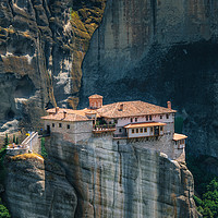 Buy canvas prints of Mountain scenery with monastery of Meteora by Andrei Bortnikau