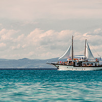 Buy canvas prints of Sailing ship sails in the Aegean Sea by Andrei Bortnikau