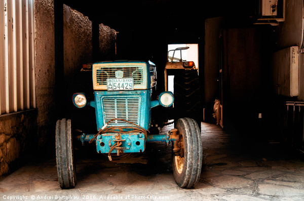 Greek tractor in the garage, Halkidiki Picture Board by Andrei Bortnikau