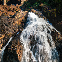 Buy canvas prints of Dudhsagar waterfall. The largest waterfall in Goa, by Andrei Bortnikau