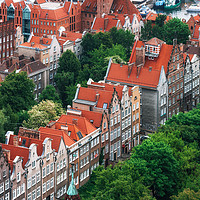 Buy canvas prints of Aerial view of colorful houses in Old Town, Gdansk by Andrei Bortnikau