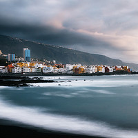 Buy canvas prints of View of colorful houses of Puerto de la cruz in Te by Andrei Bortnikau