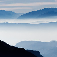 Buy canvas prints of Misty mountains in Alps, Italy by Andrei Bortnikau