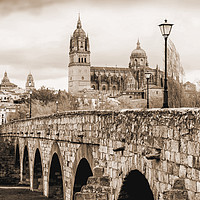 Buy canvas prints of  Cathedral and roman bridge in Salamanca, Spain by Igor Krylov