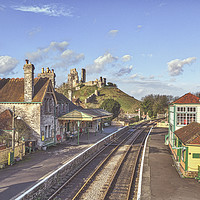 Buy canvas prints of Corfe Castle Train Sation. by Angela Aird