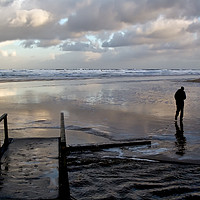 Buy canvas prints of Daybreak On Wet Sand by Rick Penrose