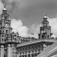 Buy canvas prints of The Liver Buildings by Mark Baker