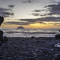 Buy canvas prints of Rocky Sunset: A view of Ailsa Craig by Samuel Kerr