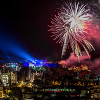 Buy canvas prints of Edinburgh Castle Tattoo Fireworks by Gordon Murray