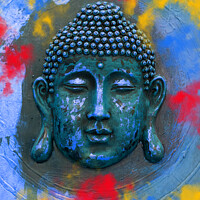 Buy canvas prints of Buddha in coloured powder by Thomas Herzog