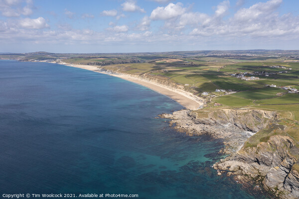 Aerial photograph of Loe Bar and Gunwalloe Beach, Cornwall, Engl Picture Board by Tim Woolcock